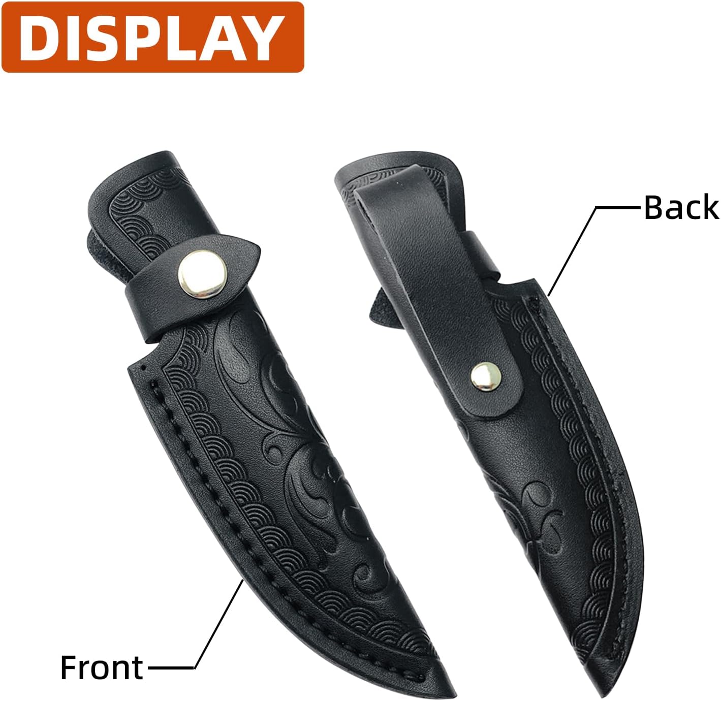 Funda cuero cuchillo fija con lazo cinturón y cierre EDC