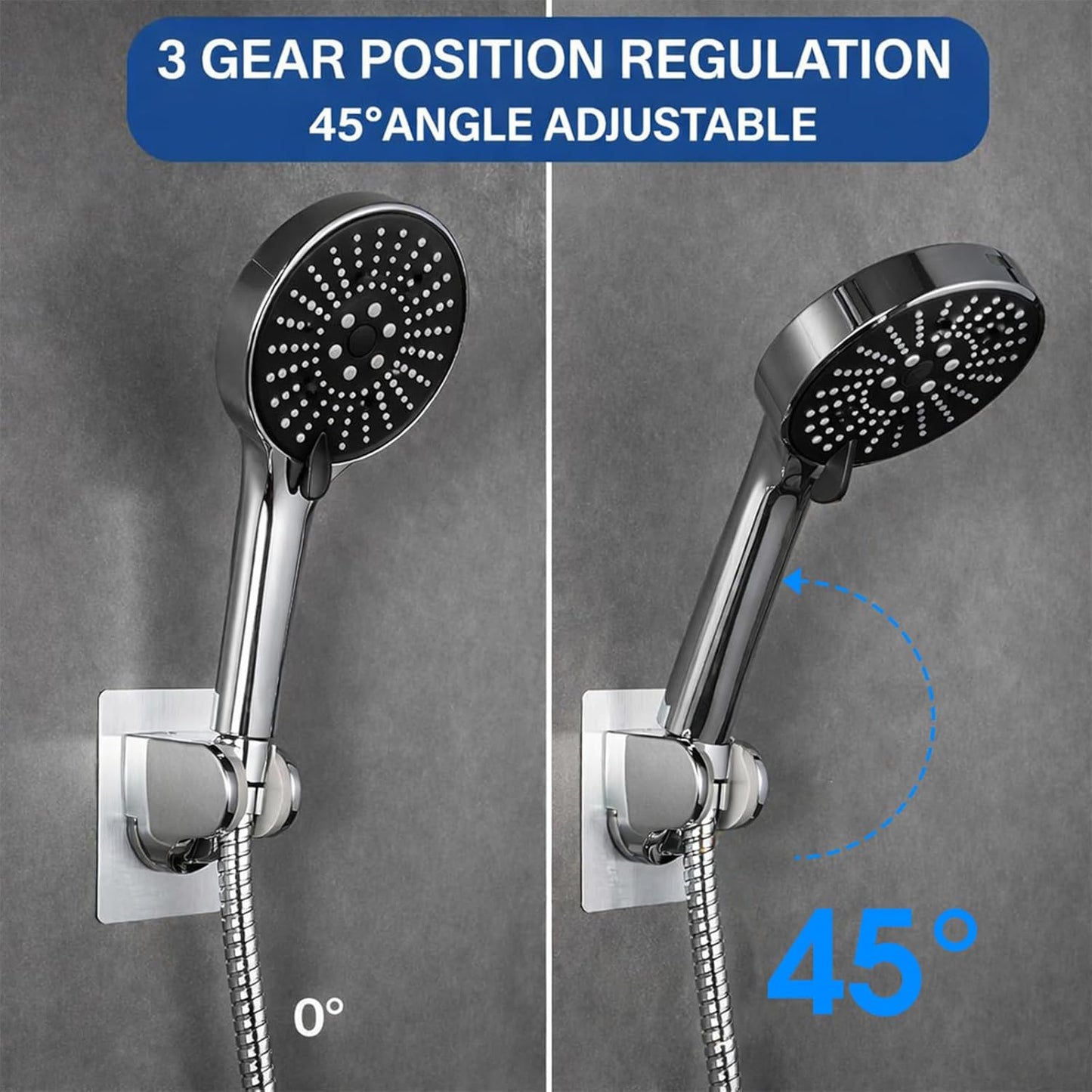 Soporte cabezal ducha ajustable adhesivo pared sin taladrar