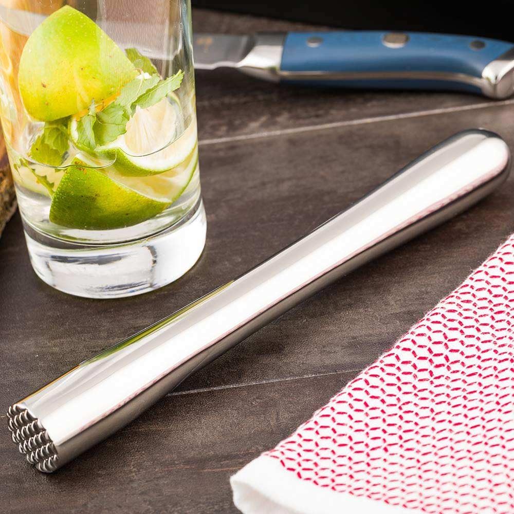 Muddler acero inox 8 pulg ergonómico para coctelería
