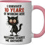 Taza cerámica para aniversario laboral 10 años rosa/blanco