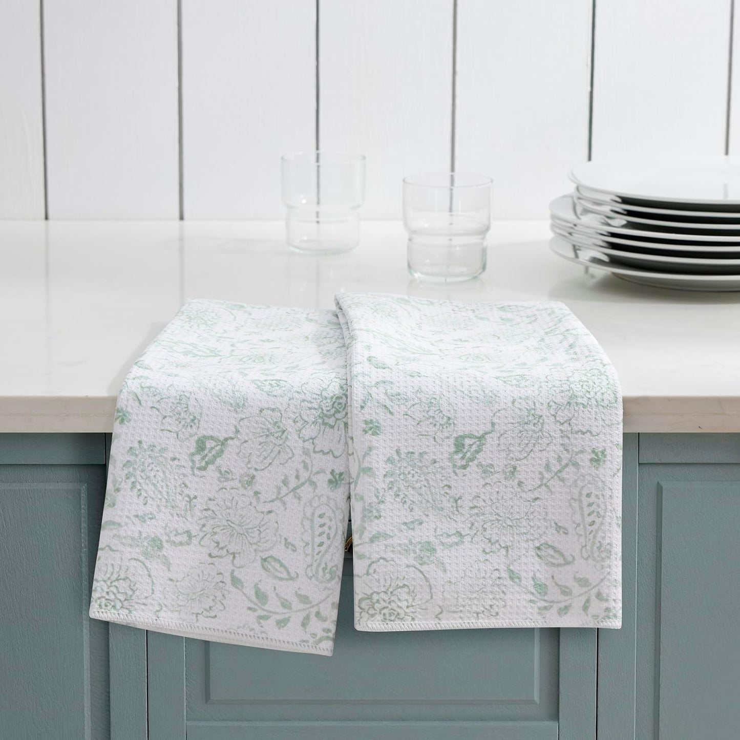 Set 2 toallas cocina microfibra tejido gofre 18x30pulg
