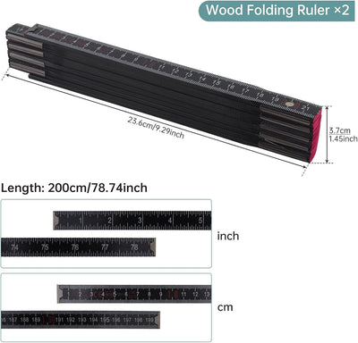 Regla plegable madera 78pulg con medidas métricas y estadounidenses