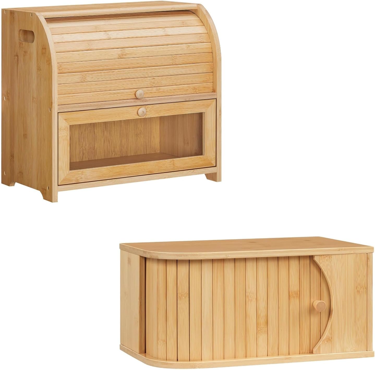 Cajón de pan bambú 2 niveles para cocina y comedor
