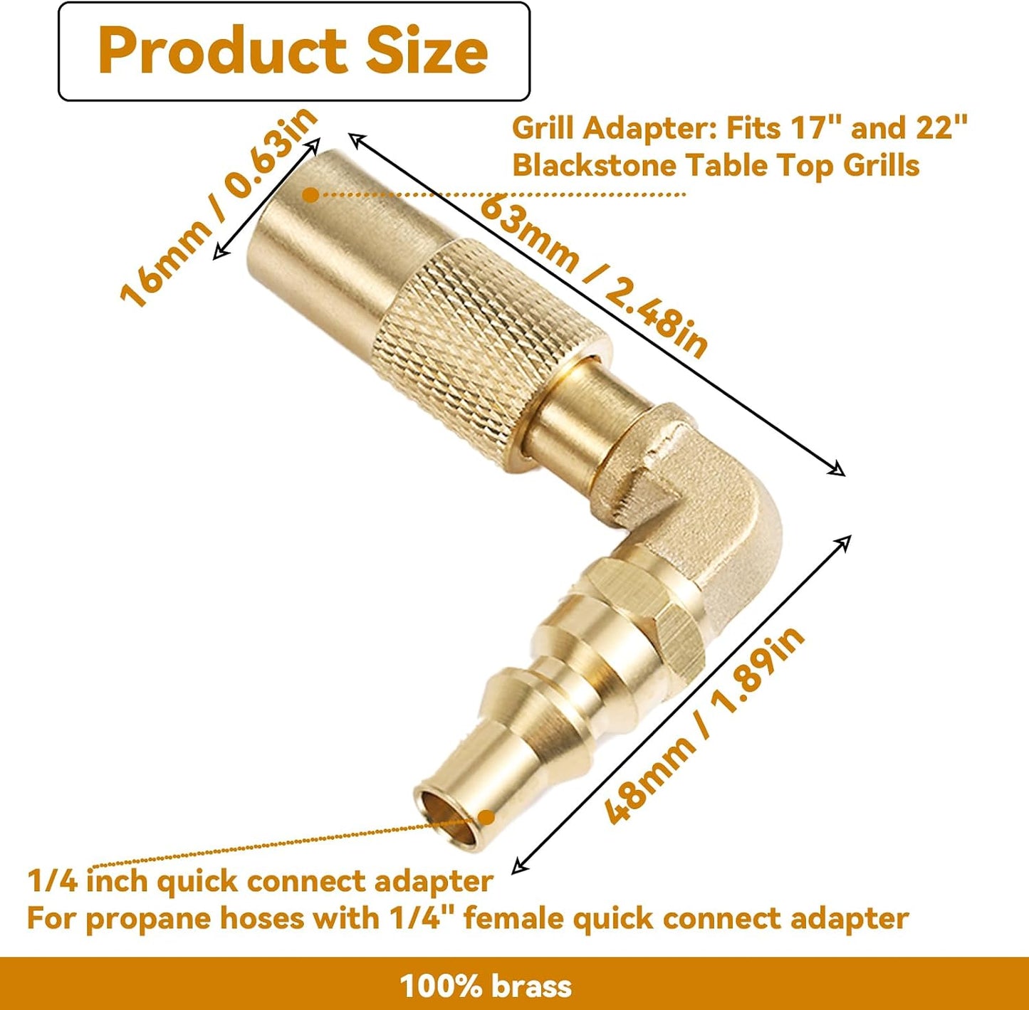 Adaptador RV 1/4pulg codo Blackstone 17-22pulg