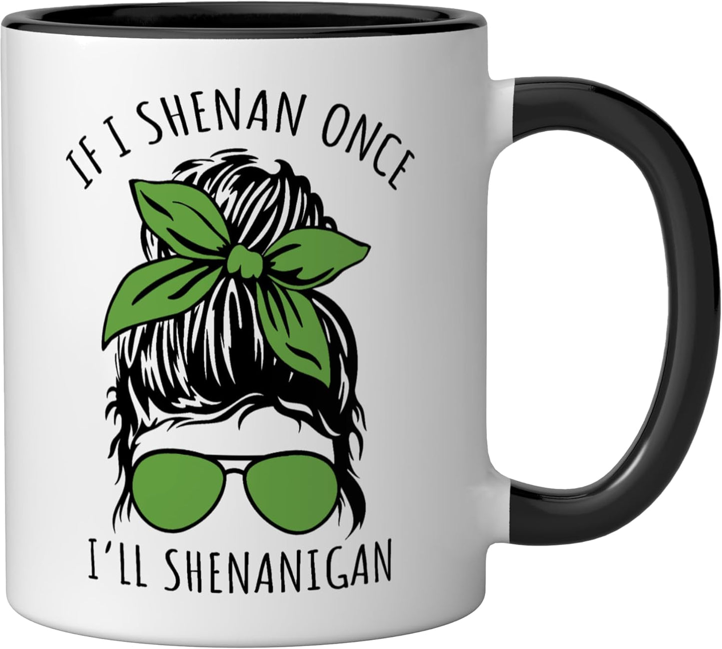 Taza de cerámica San Patricio color negro y blanco