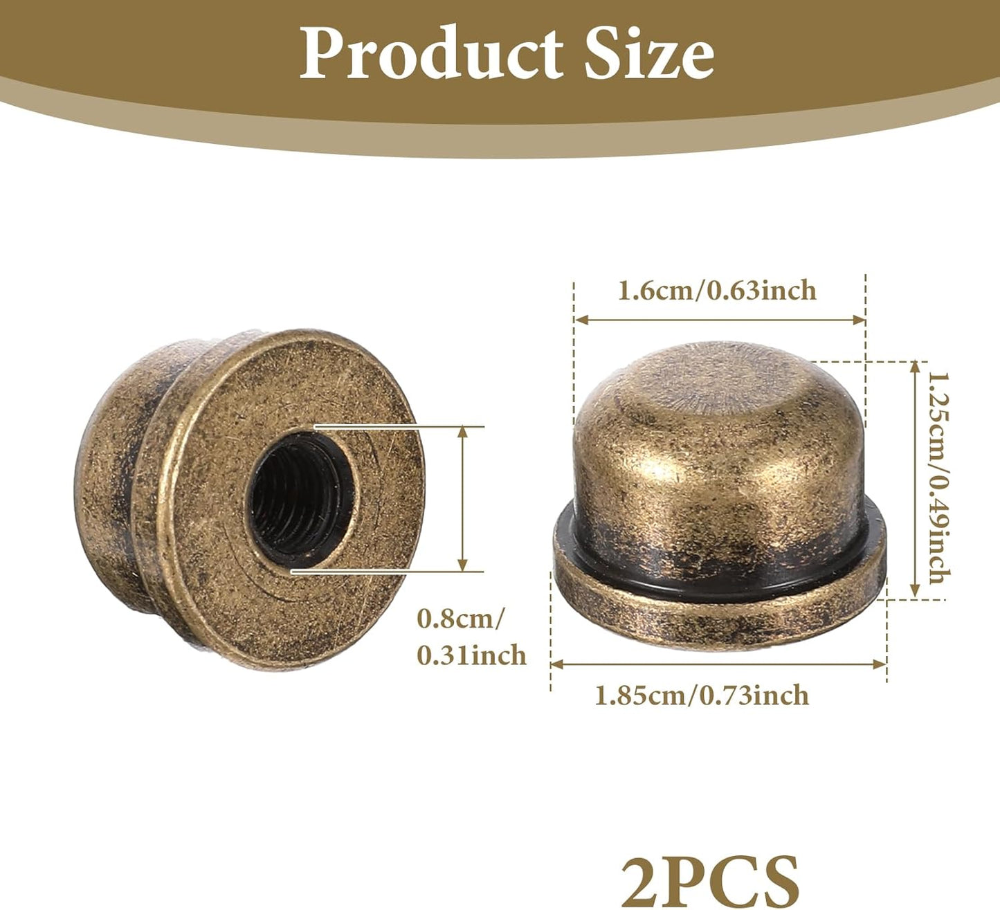 2 Remates Lámpara Bronce 1/2pulg Roscada Tapa Arpa Soporte Sombra