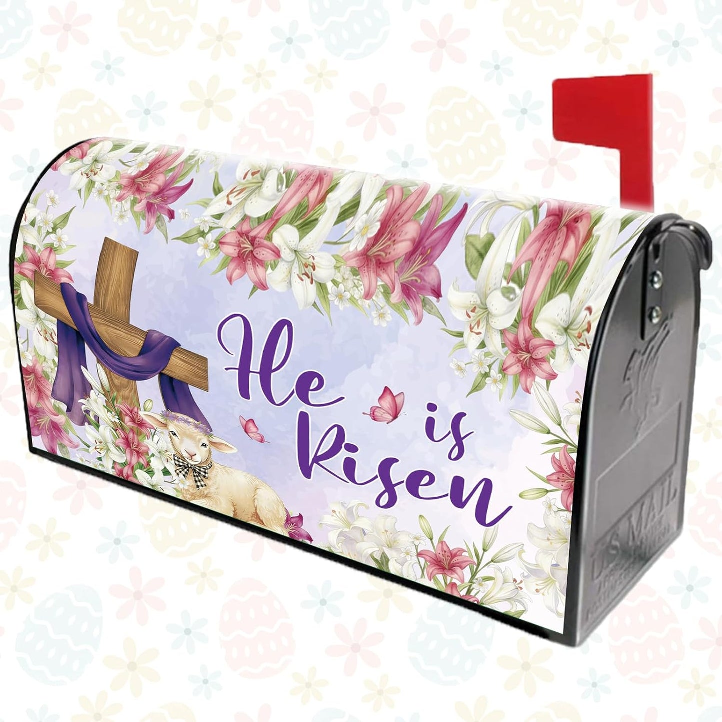 Fundas magnéticas buzón Pascua texto inglés He is Risen 18x21pulg