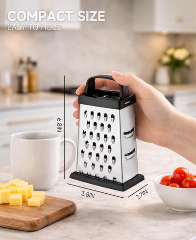Rallador acero inox 4 lados para queso parmesano y verduras negro