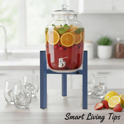 Soporte dispensador bebidas metal ajustable azul