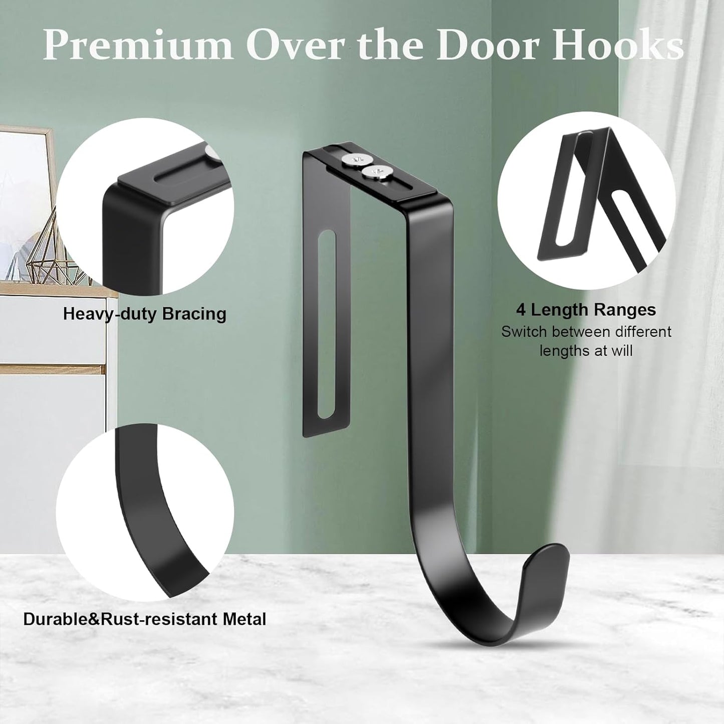 Ganchos ajustables para puerta de metal resistente