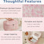 Bolsa maquillaje acolchada algodón floral 3pcs rosa