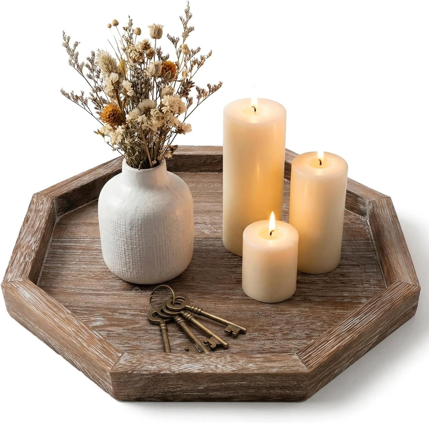 Plato rústico para velas y bandejas decorativas de madera bohemia