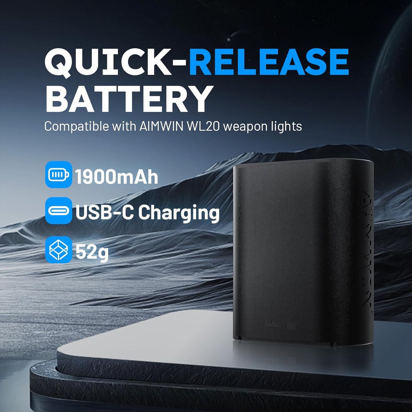 Batería recargable WB1900 para luz Weapon USB C