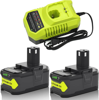 2 Baterías Ryobi 18V P108 y Cargador P117