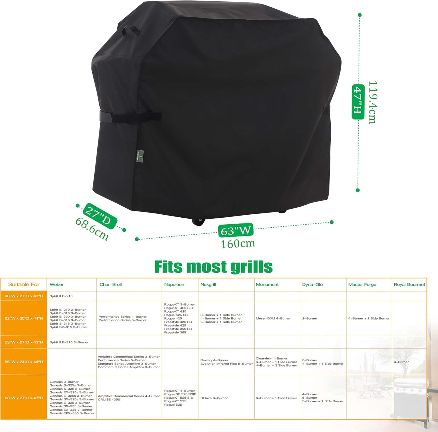 Funda impermeable anti-UV para parrilla gas BBQ 3-6 quemadores