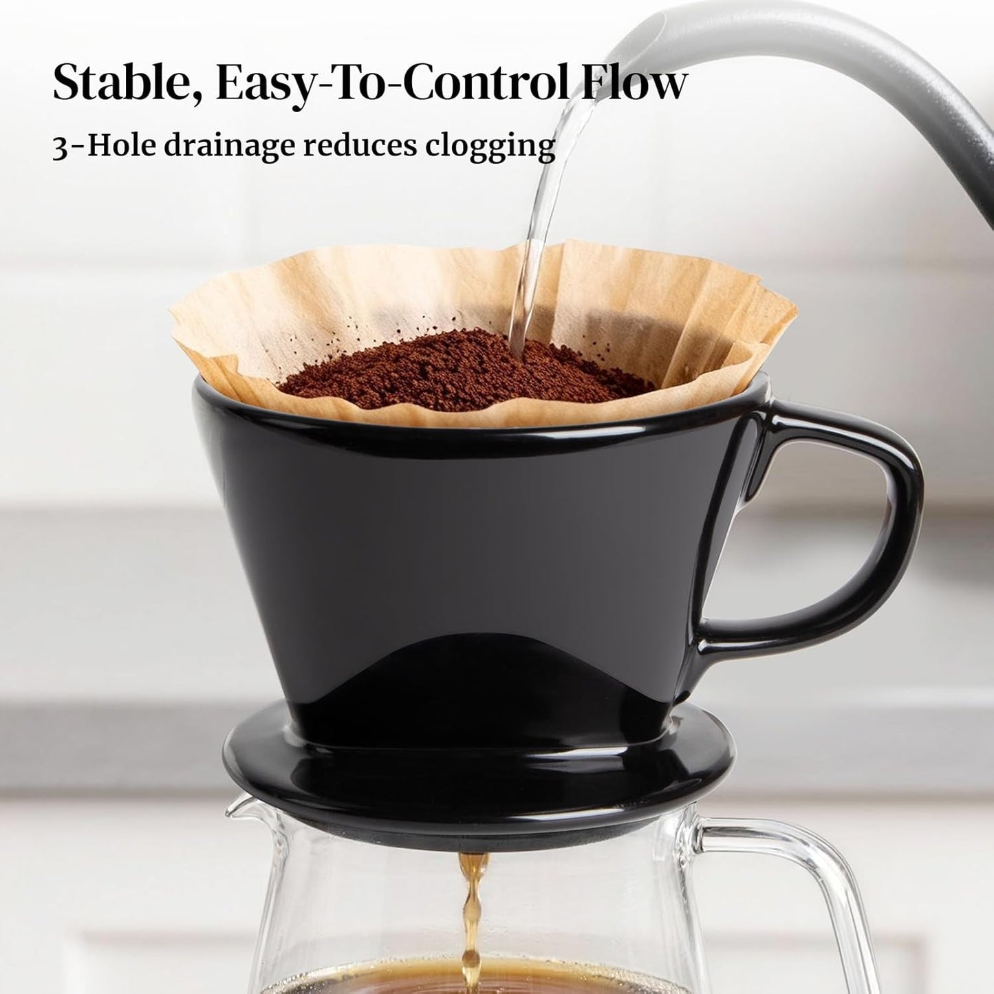 Cafetera vertida DOWAN gotero no eléctrico para café color negro