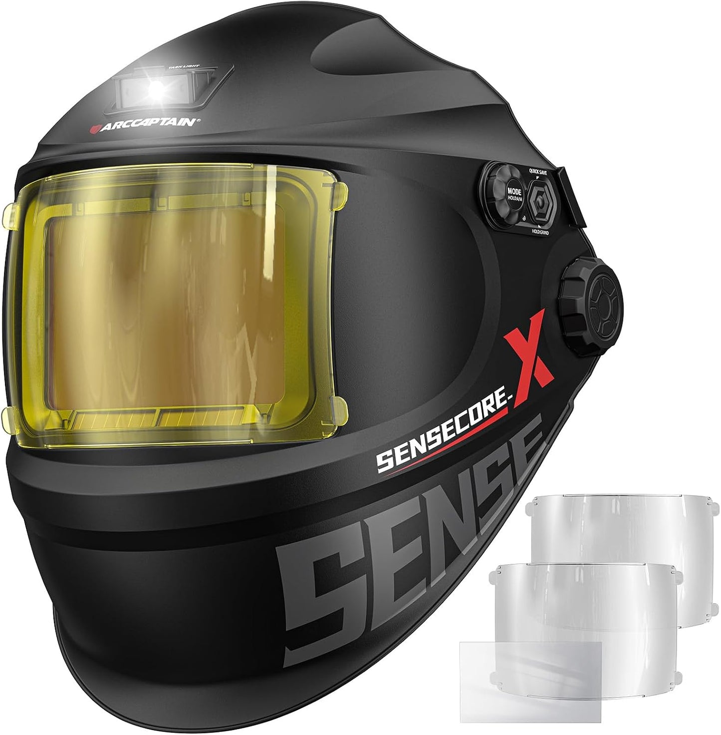 Casco soldadura pantalla 4.6x3.2 pulg visión clara LED