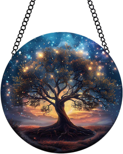 Atrapasoles pintado a mano diseño árbol 7.8pulg decoración