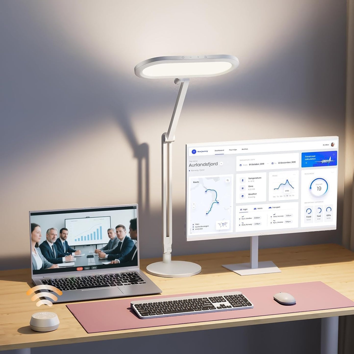 Lámpara LED escritorio doble cara con perilla remota