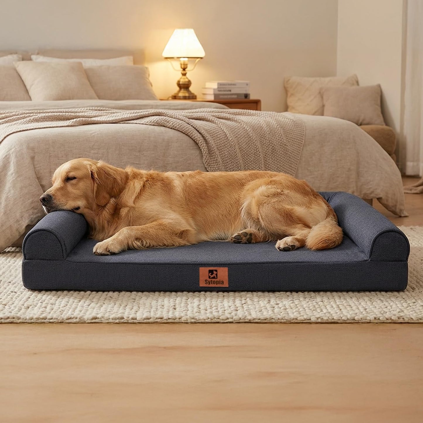 Sofá cama perros grandes espuma impermeable 42x30pulg gris oscuro