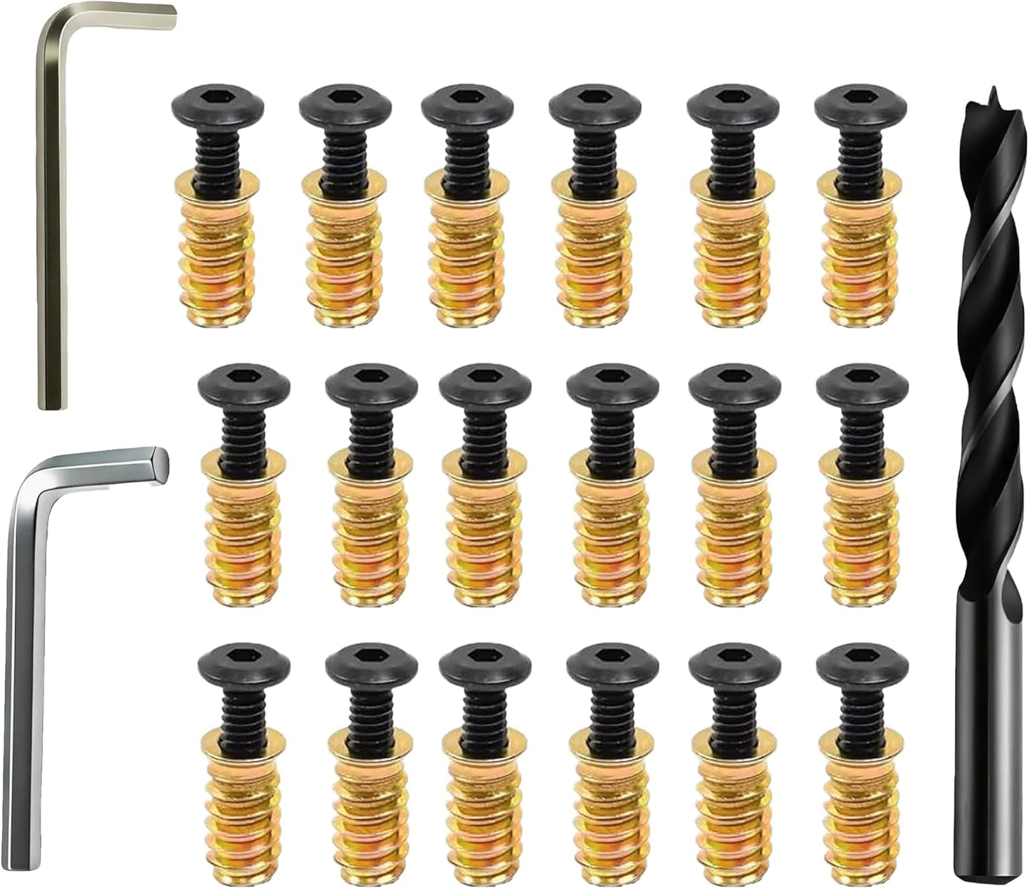 20 Juegos Inserciones Roscadas Madera 1/4"-0.787pulg