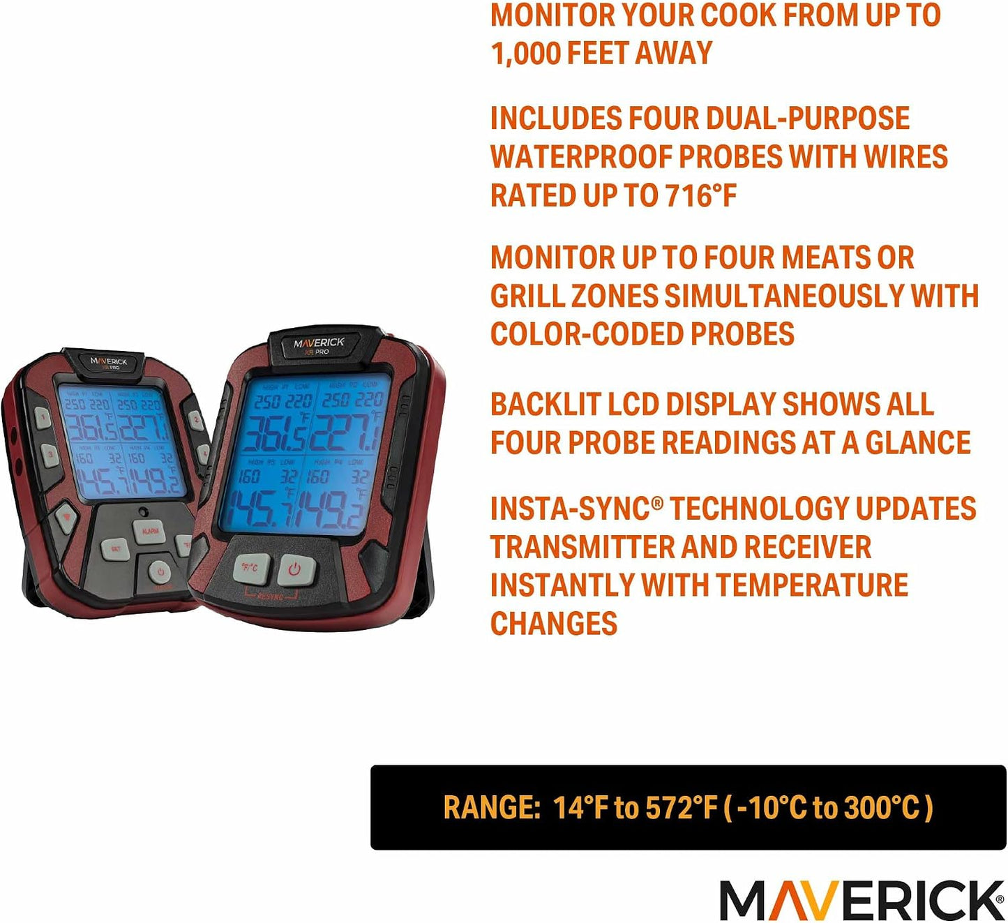 Termómetro inalámbrico con 4 sondas para barbacoa SnS Grills