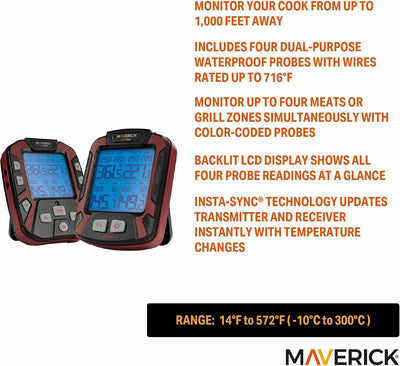 Termómetro inalámbrico con 4 sondas para barbacoa SnS Grills