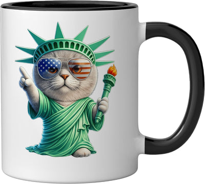 Taza Cerámica British Shorthair 4 de Julio Negro/Blanco