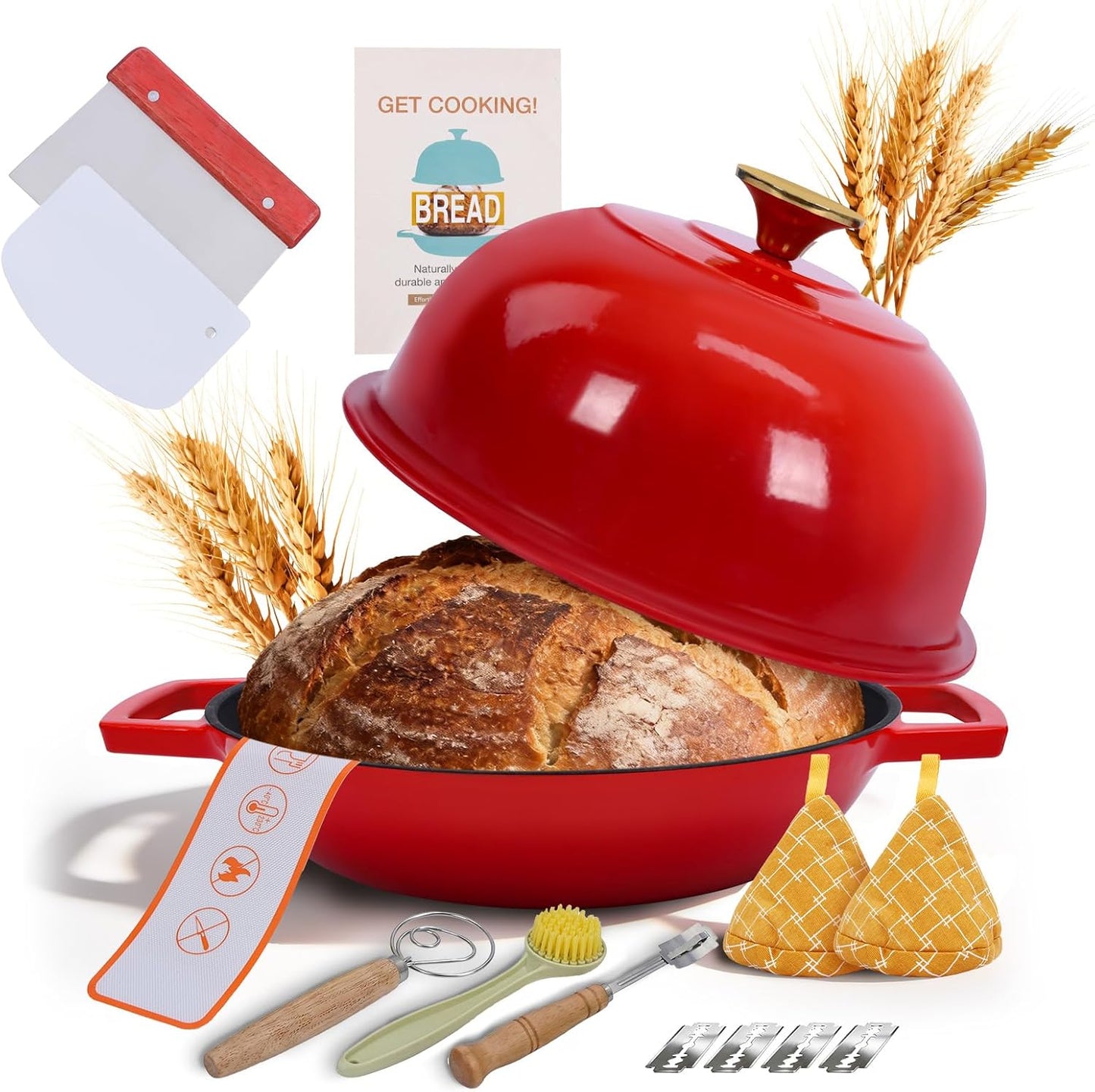 Horno de pan hierro fundido esmaltado rojo 5qt