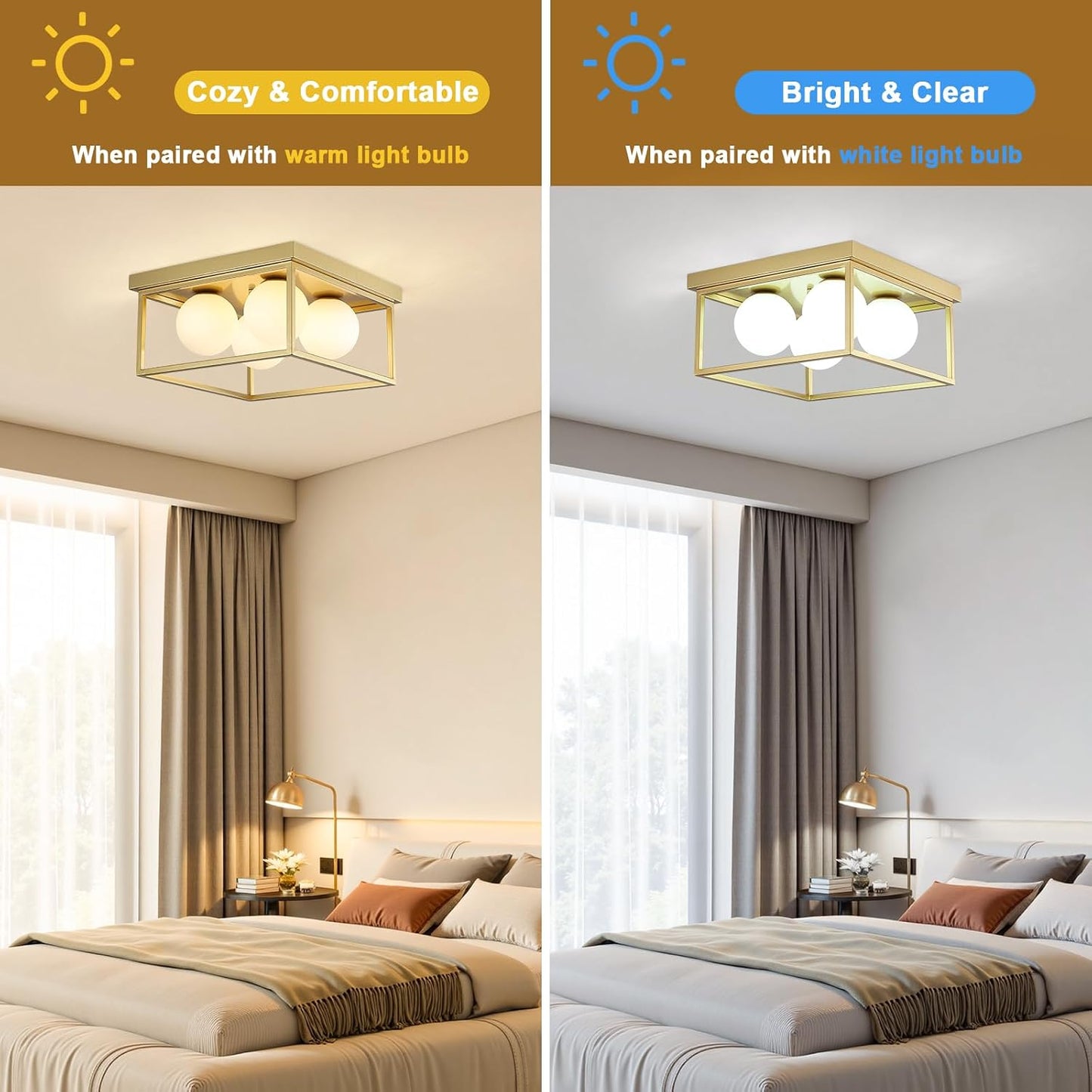 Lámpara techo dorada 12.6pulg 4 luces moderna dormitorio cocina