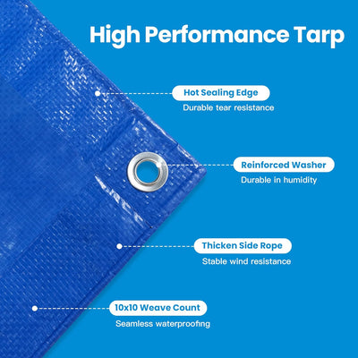 Lona 10x10ft impermeable UV resistente azul multiusos