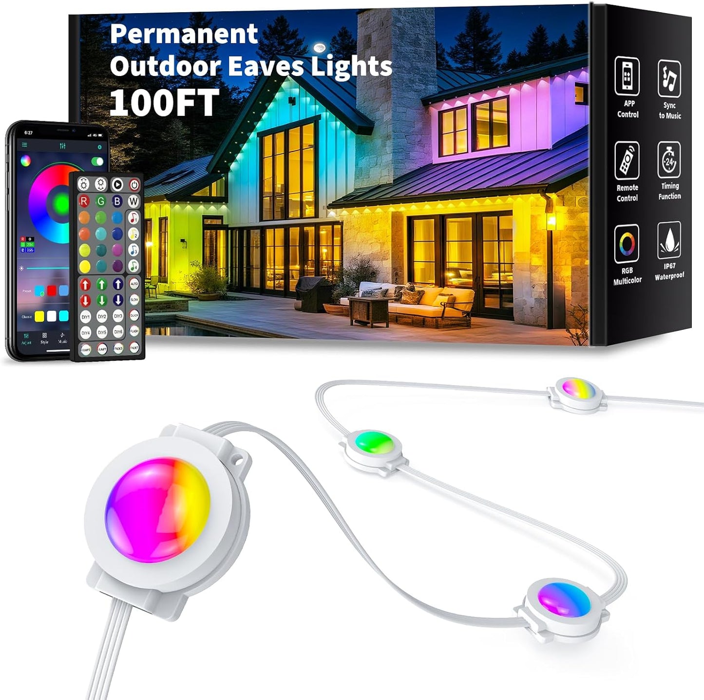 Luces RGB LED IP67 impermeables para exteriores 100ft