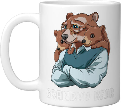 Taza de cerámica para abuelo y nieto con osos blancos