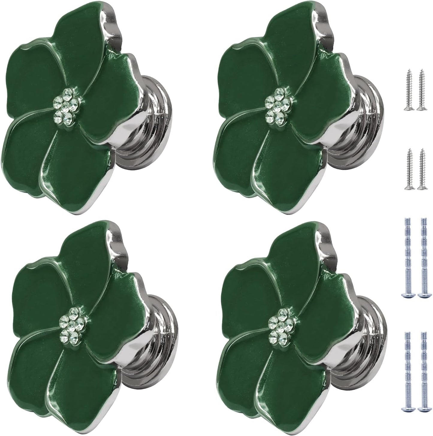 Manijas pétalos flores verdes para cajones cocina