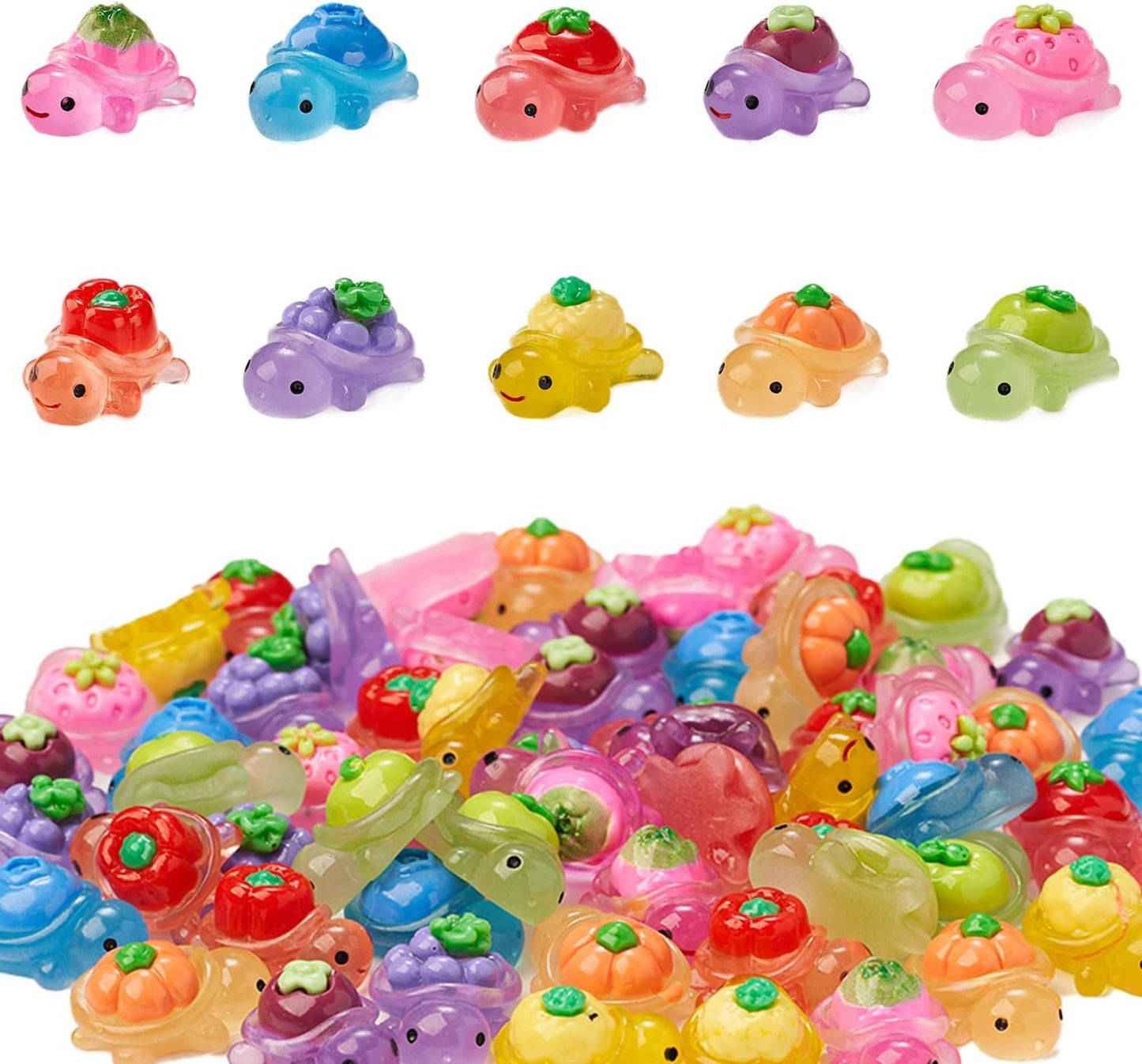 60 Tortugas Resina Luminosas con Frutas y Verduras