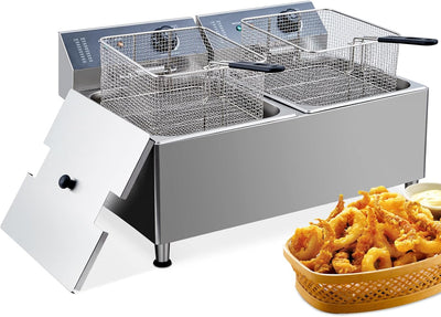 Freidora eléctrica acero inox 22L 3400W para cocina
