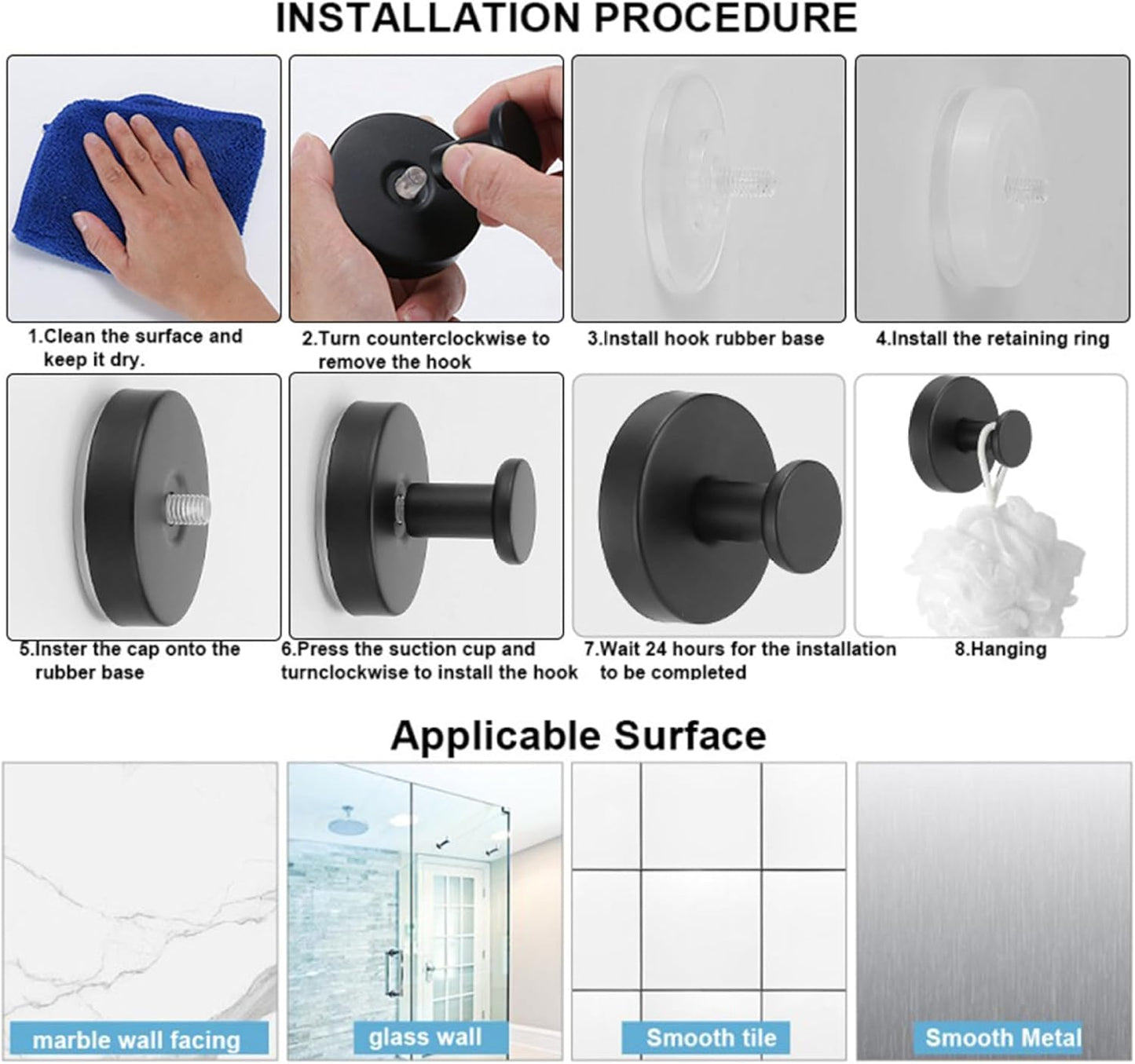 Ganchos adhesivos para pared sin dañar baño cocina negro 2pzas