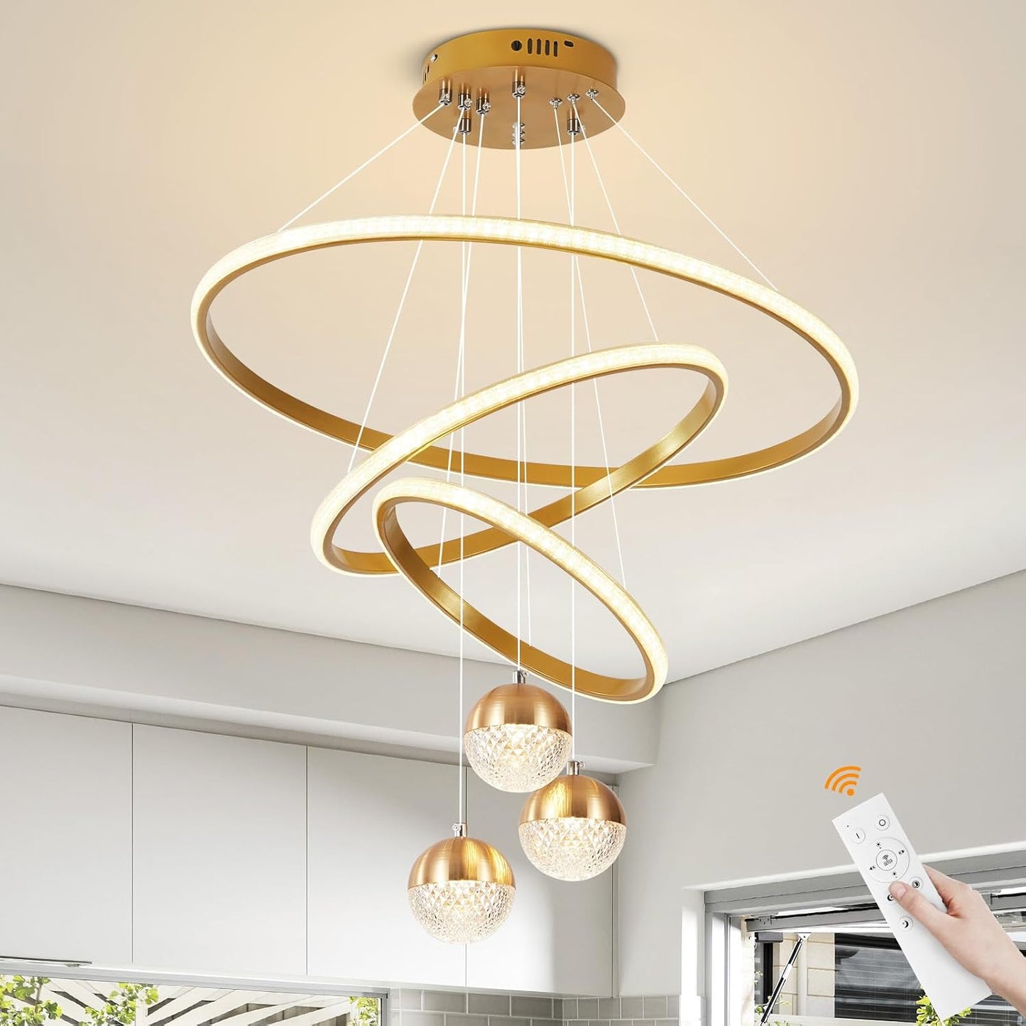 Candelabro LED 3 colores ajustable colgante con control remoto