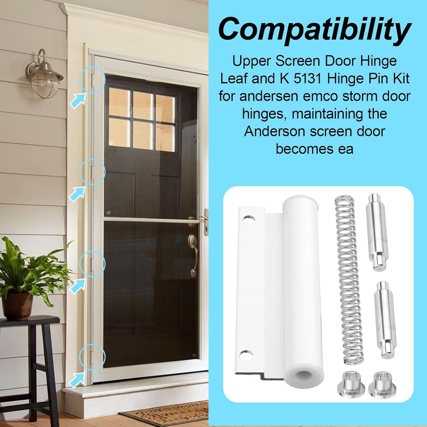 Kit pasador bisagra puerta pantalla Anderson 4 pzas