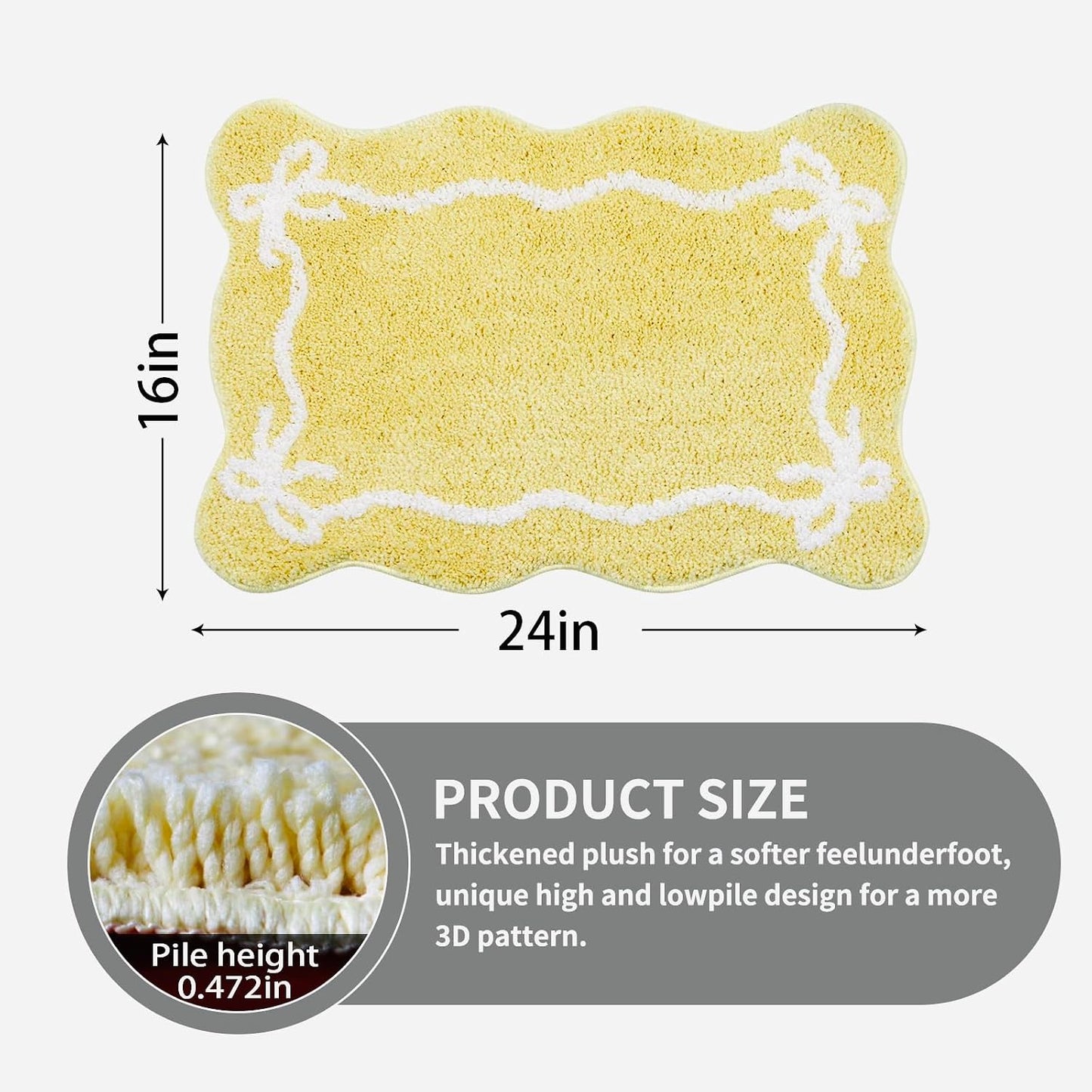 Alfombra baño lazo amarillo antideslizante microfibra 24x16pulg