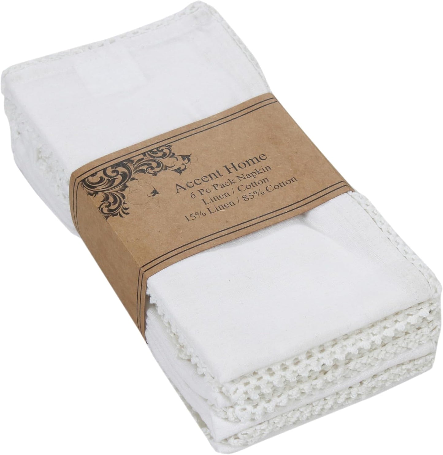 Juego de 6 servilletas de tela blanca 18x18 pulgadas de algodón