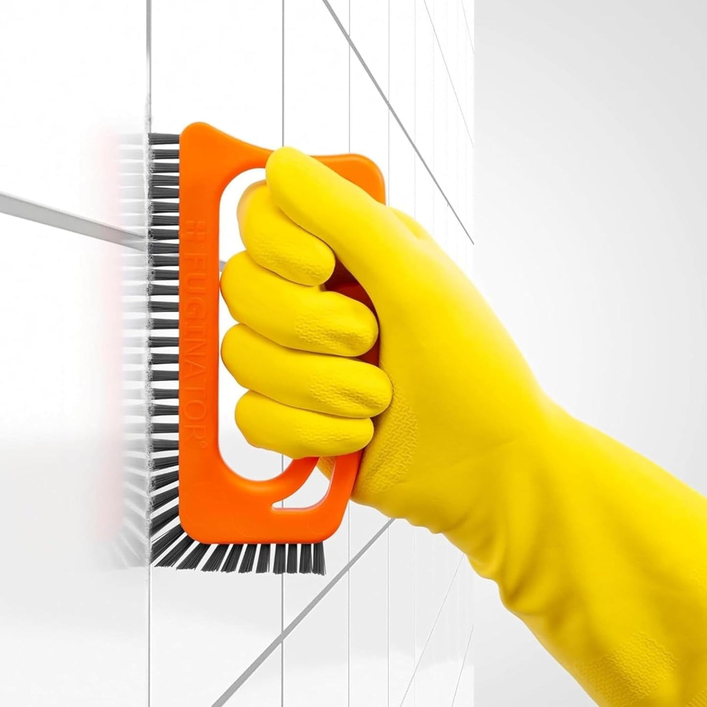 Cepillo ergonómico naranja/gris para baño cocina y ducha