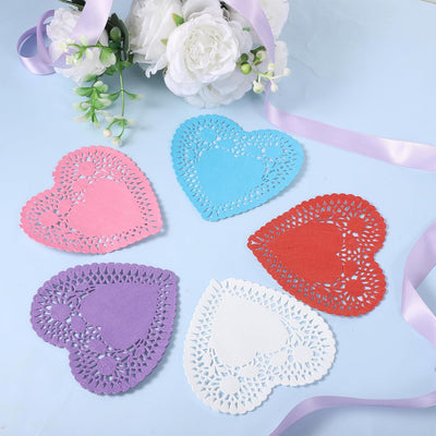 Doilies de papel en forma de corazón, 100 unidades, 5 colores, 4 pulgadas