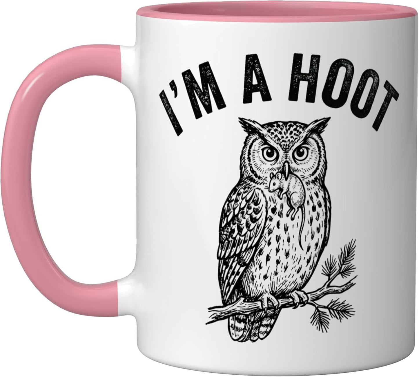 Taza Cerámica Halcón Risa con Ratón Rosa/Blanco
