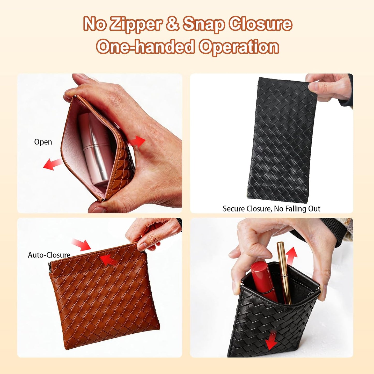 Bolsa maquillaje bolso negro albaricoque verde claro marrón