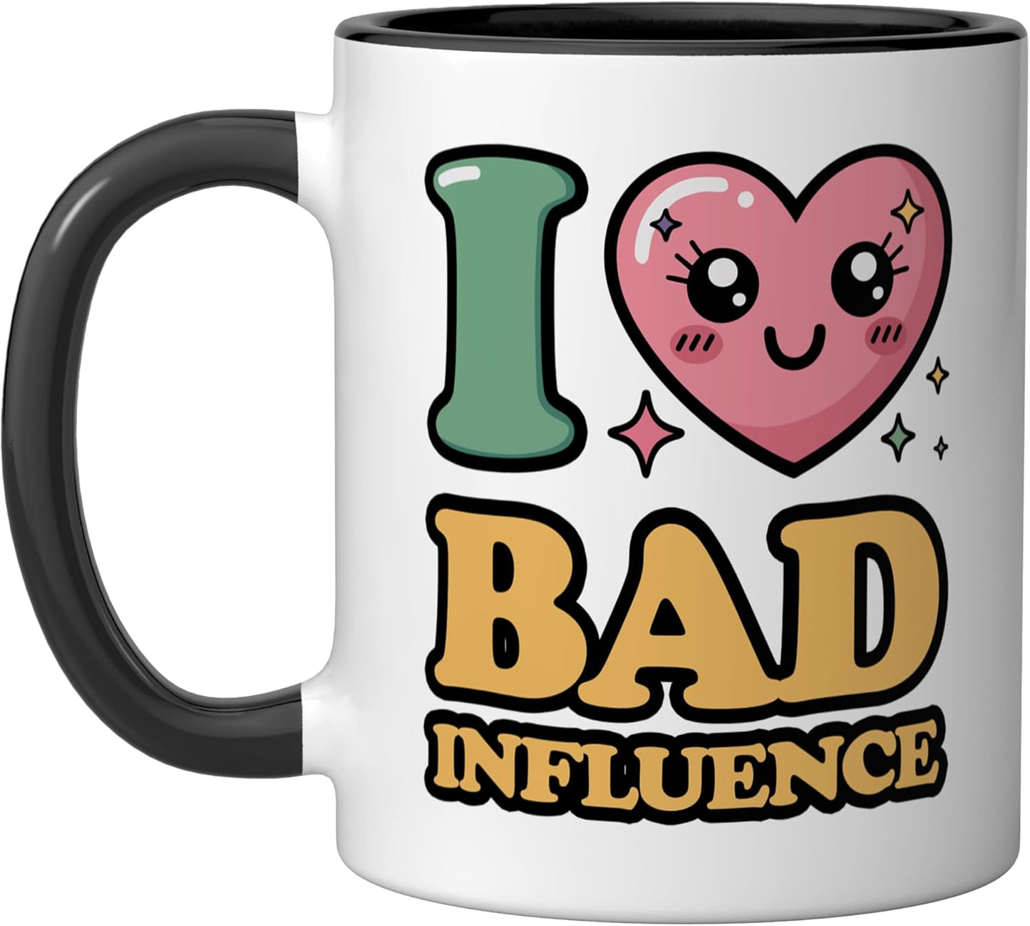 Taza cerámica I Love Bad Influence negra/blanca
