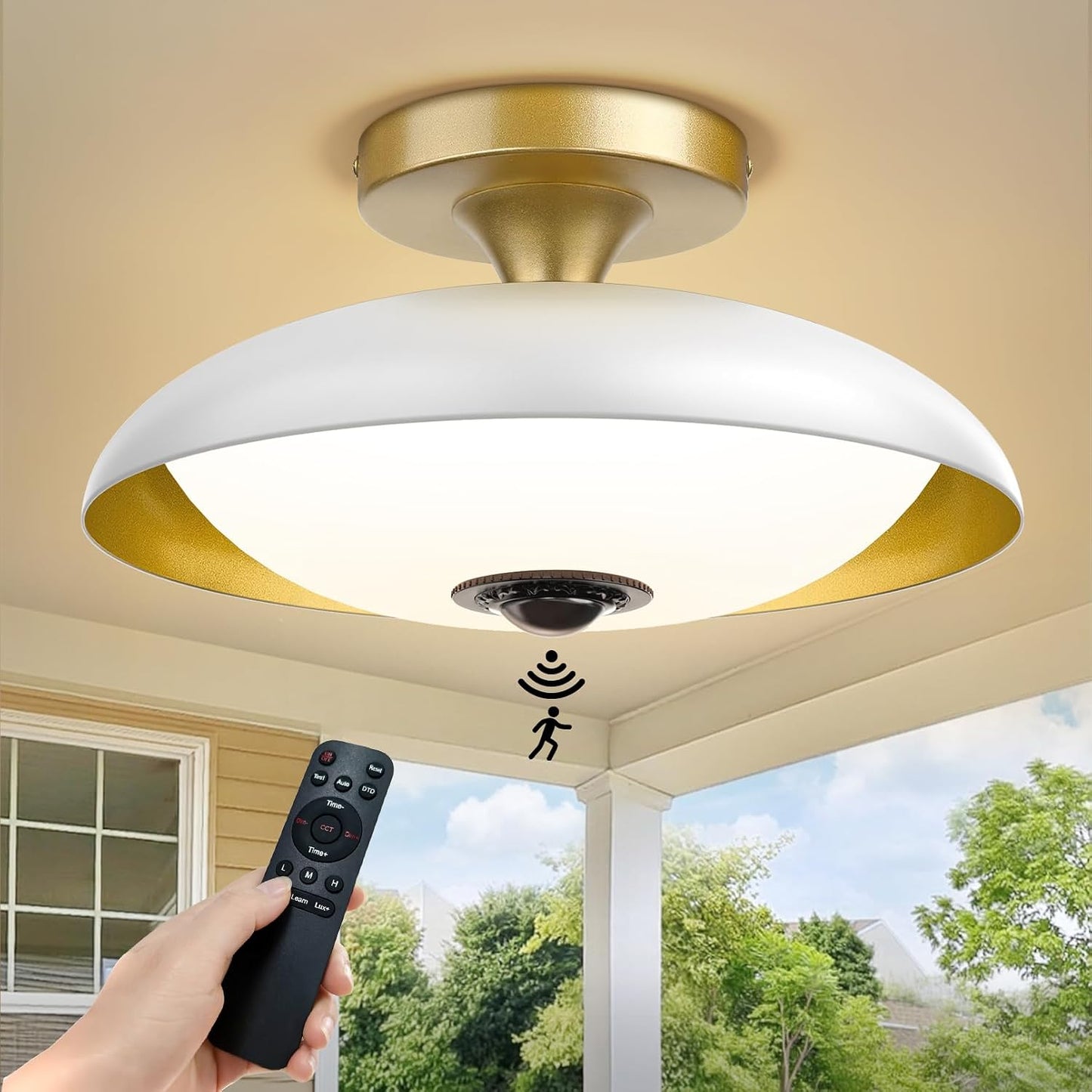 Lámpara techo sensor movimiento LED 24W 12pulg blanco