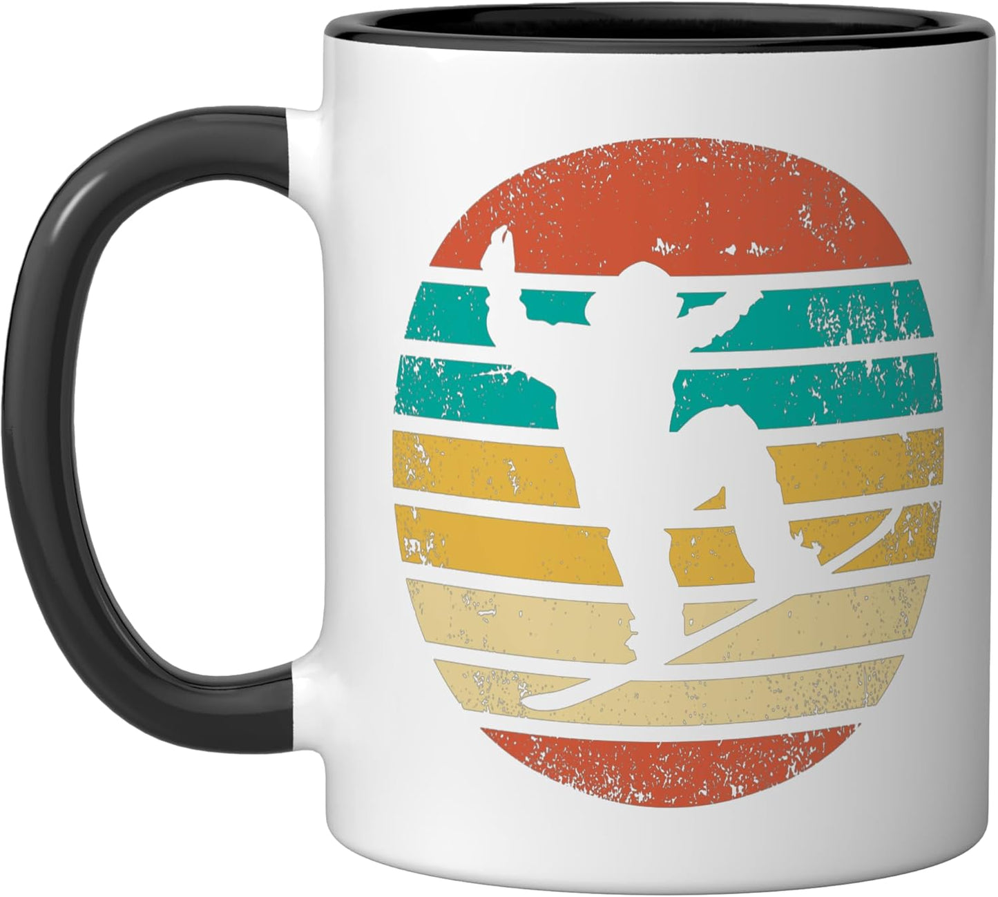 Taza cerámica retro snowboarding vintage negra/blanca