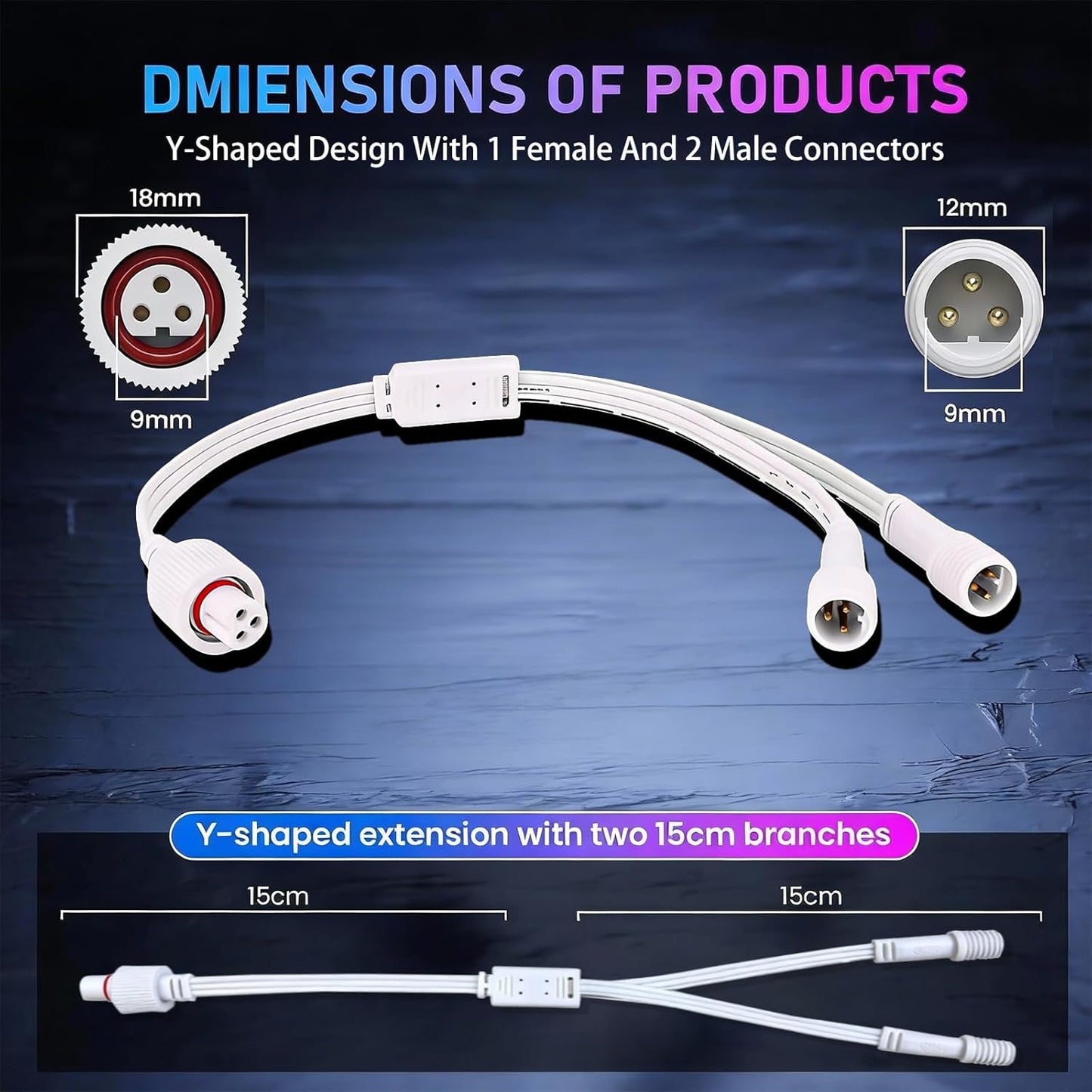 Cable extensión luz exterior impermeable comp H705A-Y