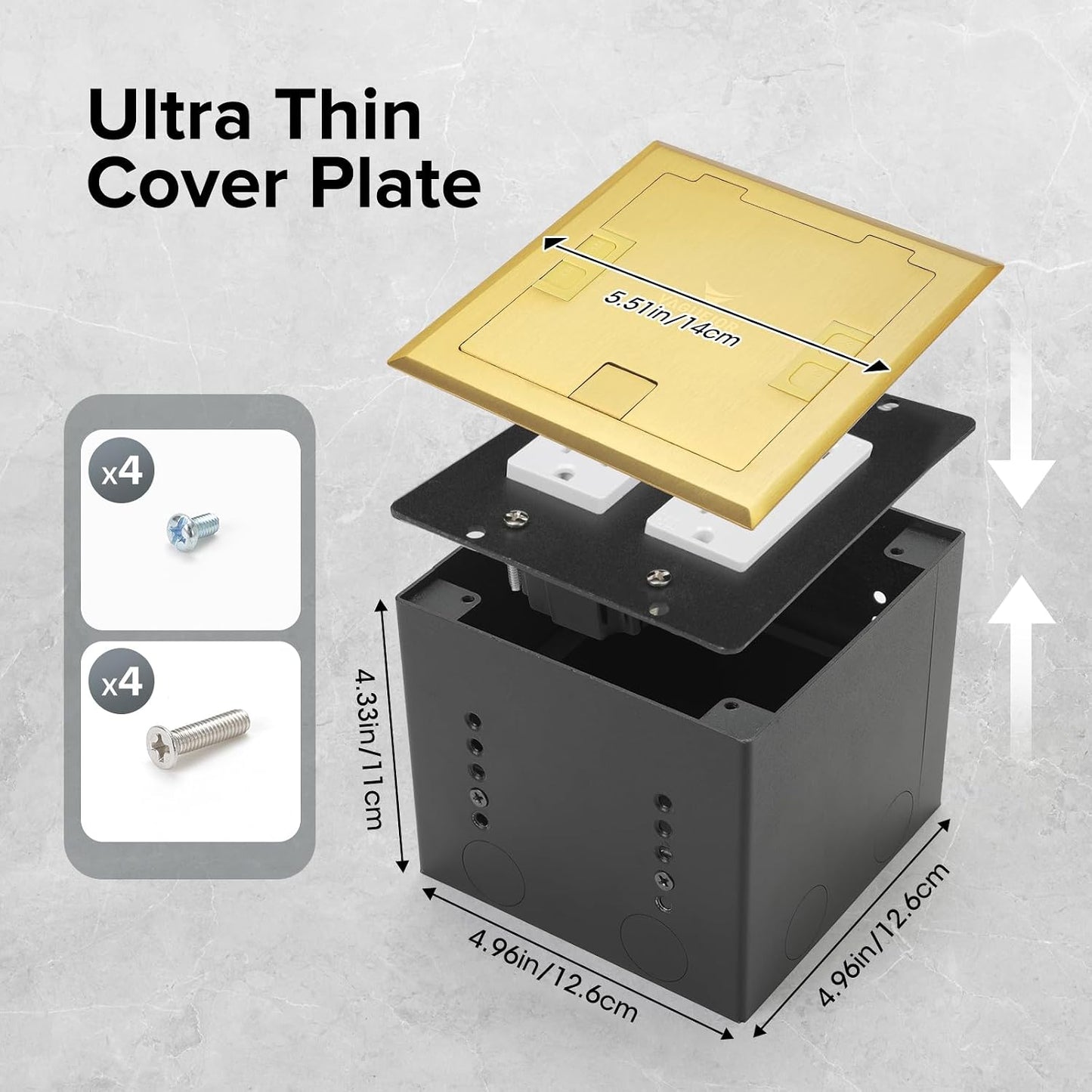 Caja piso desplegable con salida USB color dorado